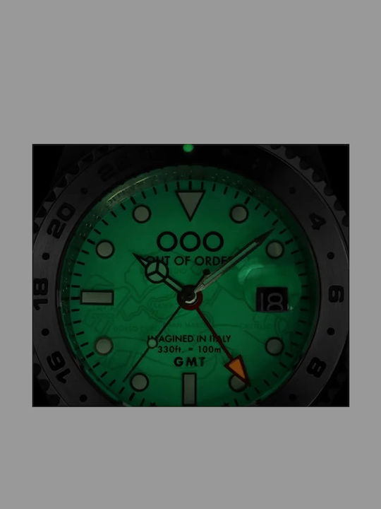 Out Of Order Men's Watch Battery with Silver Metal Bracelet