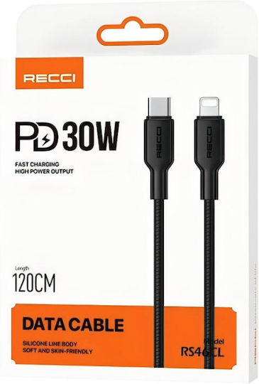 Recci Regular la Cablu Lightning 30W Negru 1.2m (RS46CL)