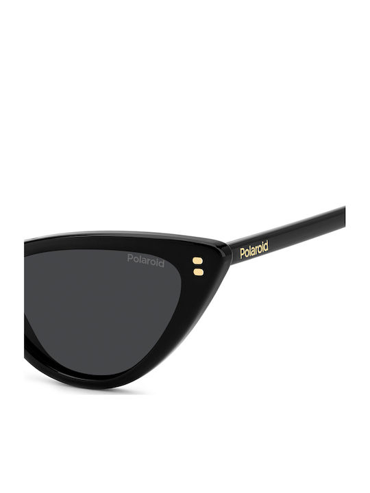 Polaroid Women's Sunglasses with Black Horn-Rimmed Frame and Grey Lens PLD6246/S 807/M9