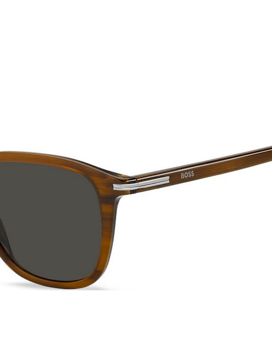 Boss Men's Sunglasses with Brown Plastic Frame and Gray Lens BOSS 1845/S EX4/IR