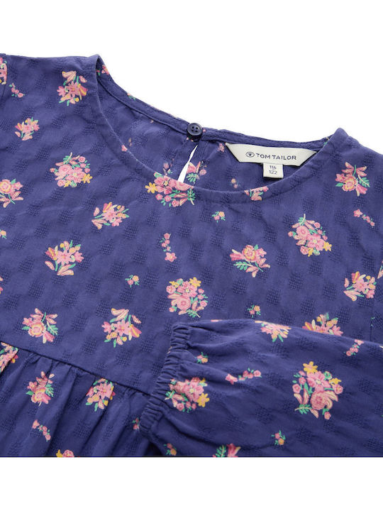 Girls Dress Long Sleeve Floral Purple