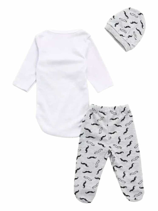 Nancy Dimo Baby Bodysuit Set Long-Sleeved with Pants White, Black 3pcs