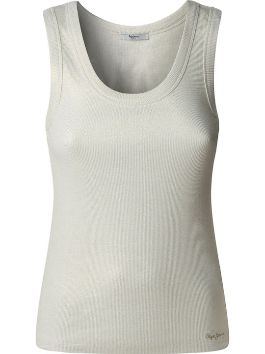 Damen Bluse Baumwolle Ärmellos Gold