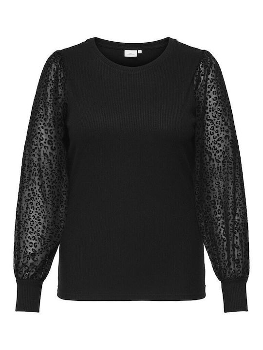 Γυναικεία Μπλούζα Βελούδινη Μακρυμάνικη Animal Print Μαύρο