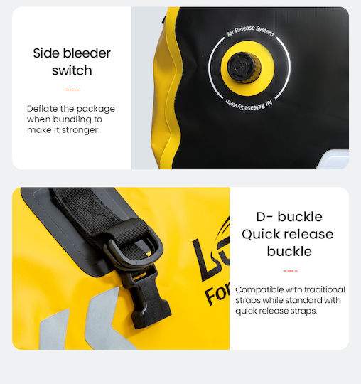 Loboo Waterproof Motorcycle Tail Bag 40lt Yellow