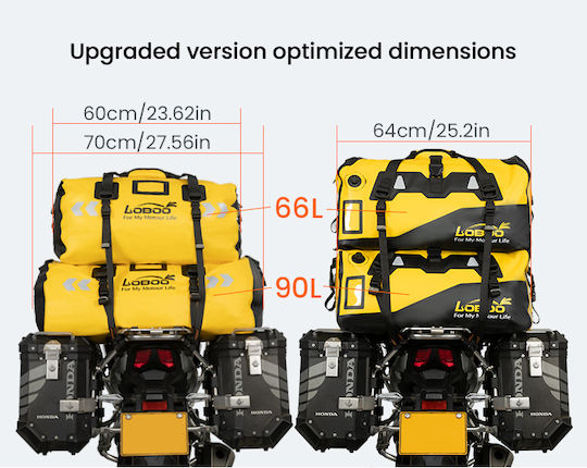 Loboo Waterproof Motorcycle Tail Bag 90lt Yellow