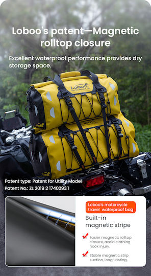 Loboo Waterproof Motorcycle Tail Bag 80lt Yellow