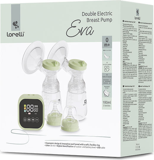 Lorelli Eva Ηλεκτρικό Διπλό Θήλαστρο Μπαταρίας και Ρεύματος Μπλε 180ml