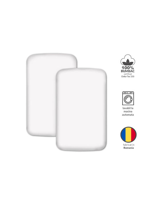 Kidizi Seturi de cearșafuri pentru bebeluși Pentru Patut Bumbac cu Cauciuc Albe 90x50buc 2buc