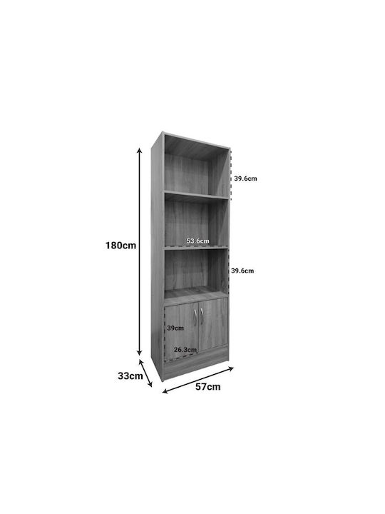 Tekaro Bücherregal Anthrazit Farbgebung 57x33x180cm