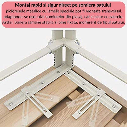 Kidizi Bară de protecție pentru pat Montaj simplu în Culoare Gri 200εκ. 3buc