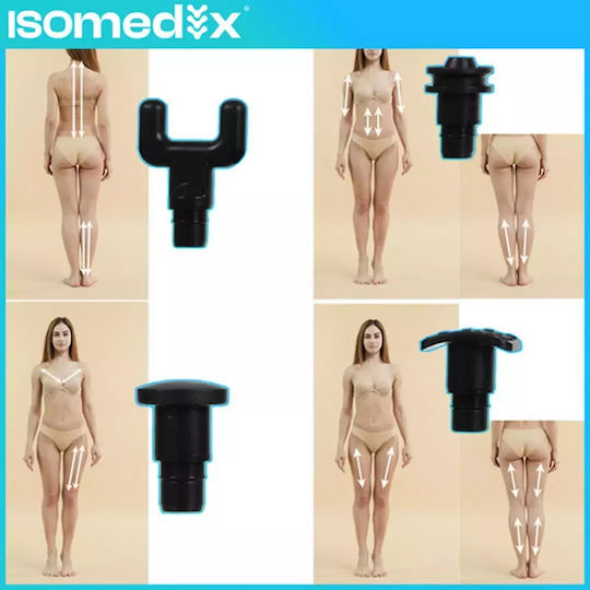 Isomedix Gun Massage for the Neck, the Back, the Legs, the Body & the Hands with Vibration and Heating Function Black