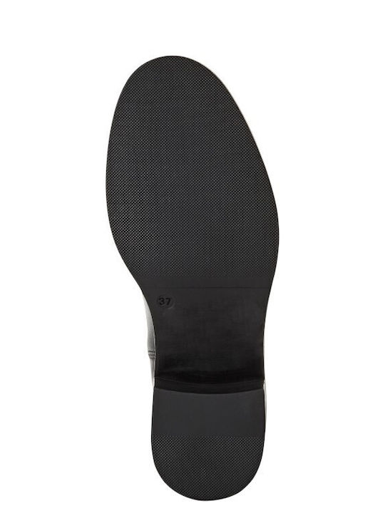 Leder Stiefeletten Damen Schwarz