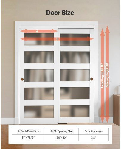 Vevor Sliding Closet Door 1524mm Double 787mm X 2032 Mm 5-lite Frosted Glass Bypass Sliding Doors Hardware Kit Solid Wood & Mdf Slab Water-proof Pvc Surface Closets Bedrooms Vevor Sliding Closet Door 1524mm Double 787mm X 2032 Mm 5-lite Frosted Glass Bypass Sliding Doors Hardware Kit Solid Wood & Mdf Slab Water-proof Pvc Surface Closets Bedrooms
