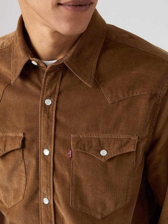 Barstow Western Standard Long-sleeved Corduroy Shirt Brown