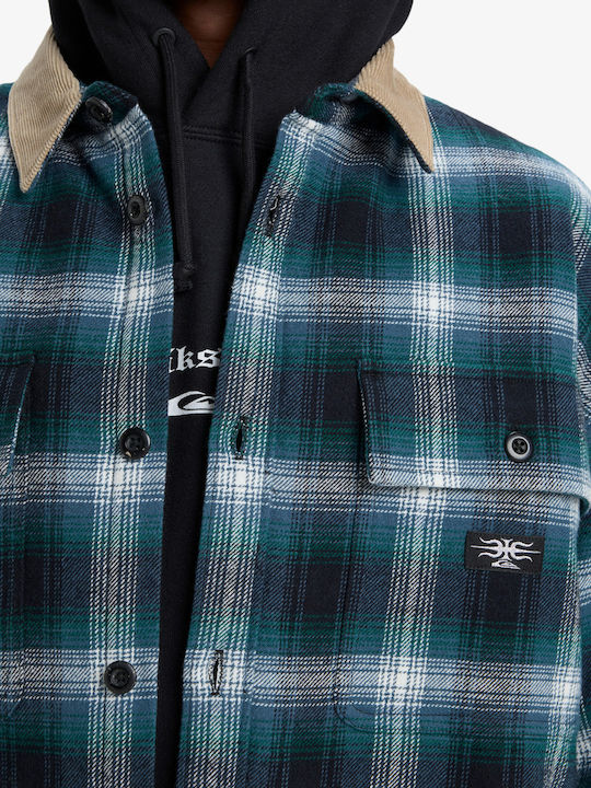 Mercury Long-sleeved Flannel Shirt in Wide Line Checked Blue