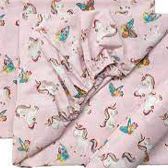 Bunny Bebe Подредба Детски Чаршафи За Количка Памучни с Ластик Unicorn Розови 70x140см 3 Бройки