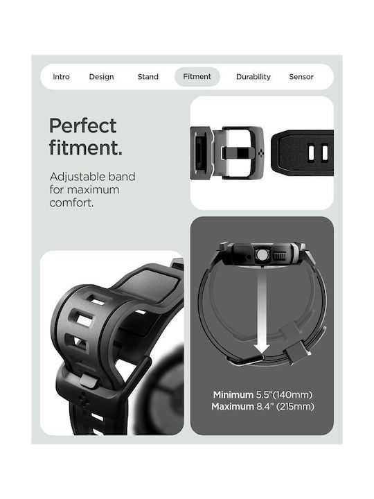 Spigen Rugged Armor Θήκη Σιλικόνης σε Μαύρο χρώμα για Google Pixel Watch 4 41mm