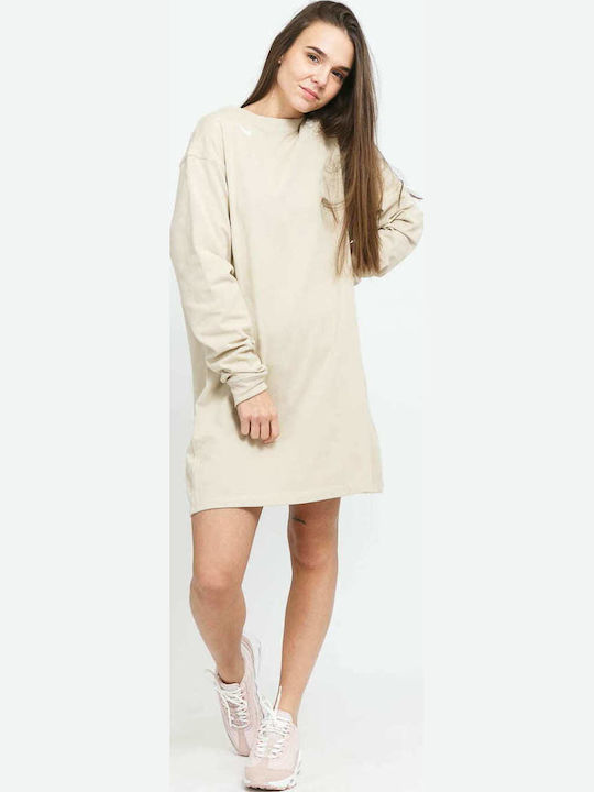 Sportswear Mini Αθλητικό Φόρεμα Μακρυμάνικο Μπεζ