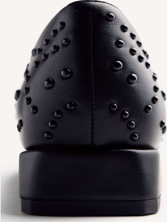 Leather Women's Moccasins in Black Color