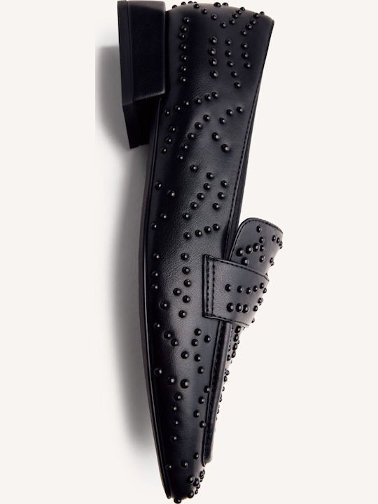 Leather Women's Moccasins in Black Color