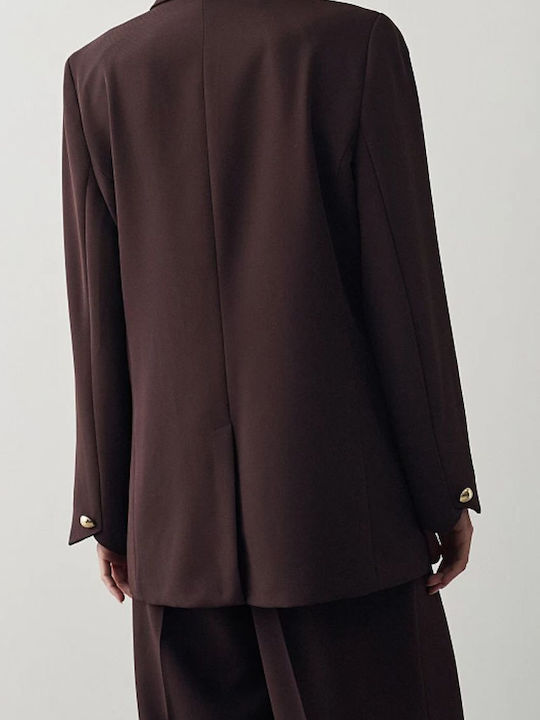 BSB Women's Double Breasted Blazer Chocolate