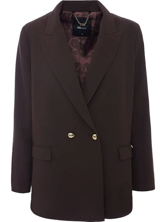 BSB Women's Double Breasted Blazer Chocolate