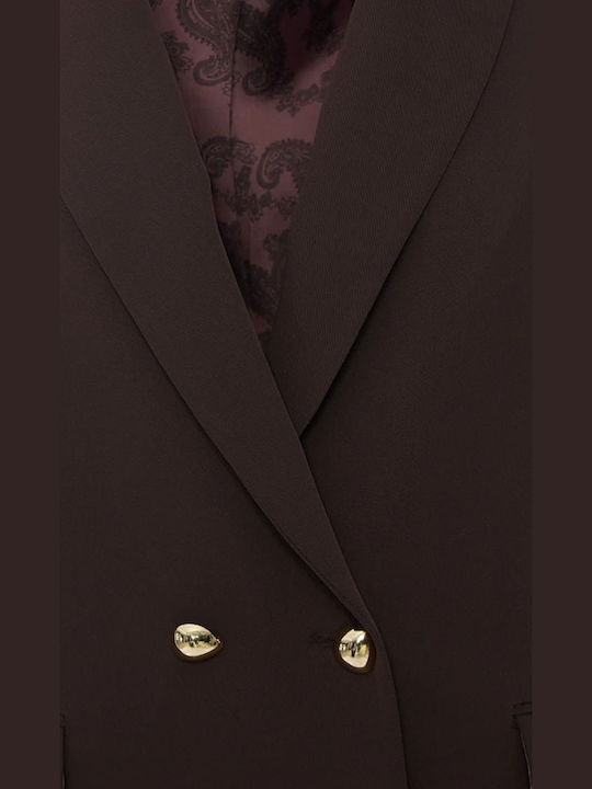 BSB Women's Double Breasted Blazer Chocolate