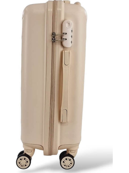 Kids Cabin Hard Beige Suitcase With 4 Wheels Height 55cm