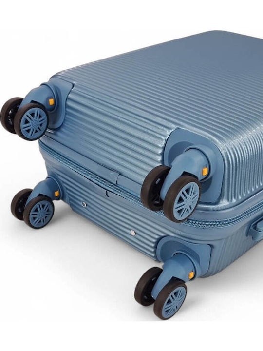 Cabin Hard Light Blue Travel Suitcase with 4 Wheels Height 55cm