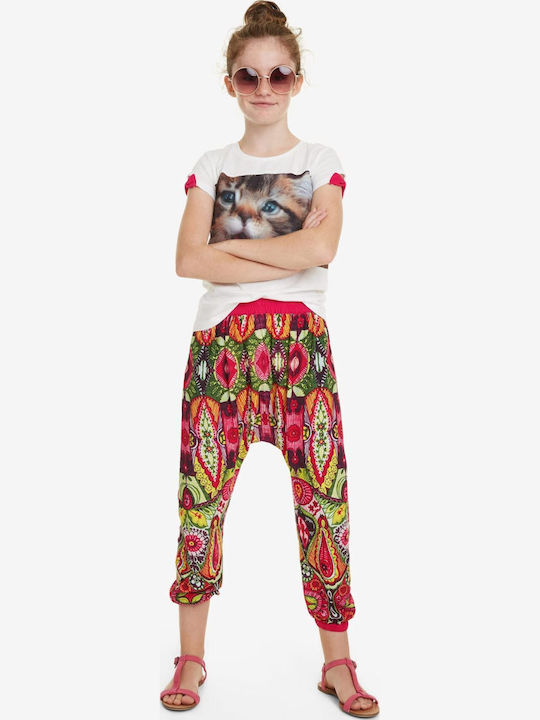 Pantalon Larg din Material Textil pentru Copii Multicoloră Deyantze