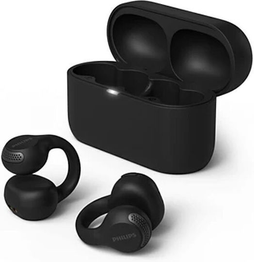 Philips TAQ2000 Open Ear Bluetooth Handsfree Ακουστικά με Αντοχή στον Ιδρώτα και Θήκη Φόρτισης Μαύρα