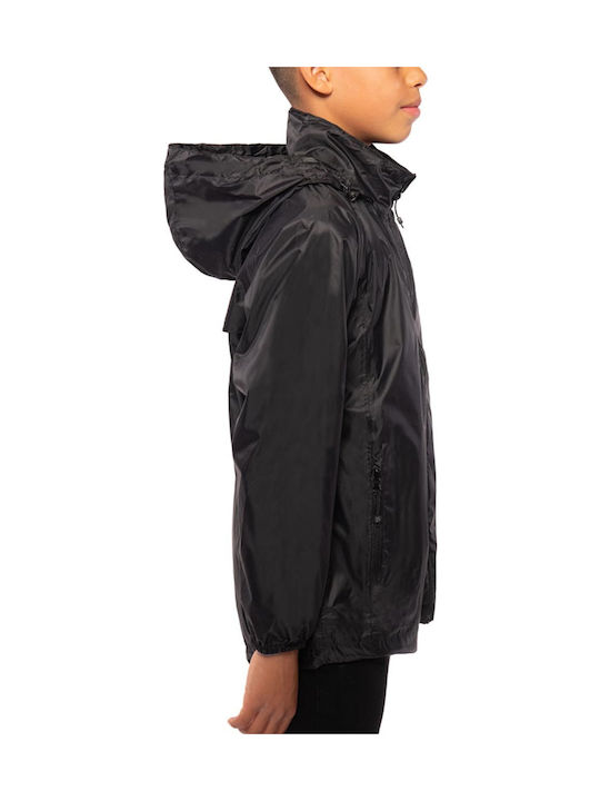 Origin Mini Wasserdichtes Kinder Sport Jacke Kurz mit Kapuze Schwarz