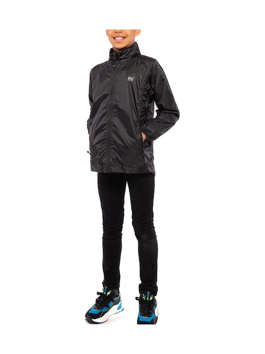 Origin Mini Wasserdichtes Kinder Sport Jacke Kurz mit Kapuze Schwarz