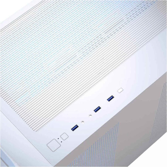 Aerocool P300C Gaming Mini-Turm Computergehäuse mit Seitenfenster und ARGB-Beleuchtung Weiß