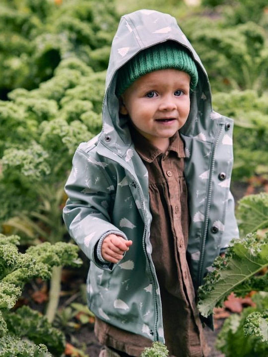 Waterproof Kids' Casual Jacket Short with Hood Green