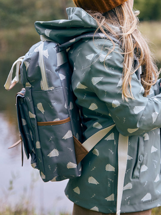 Waterproof Kids' Casual Jacket Short with Hood Green