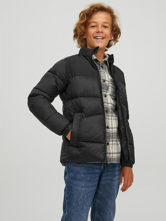 Kids' Quilted Jacket Long Windproof Black