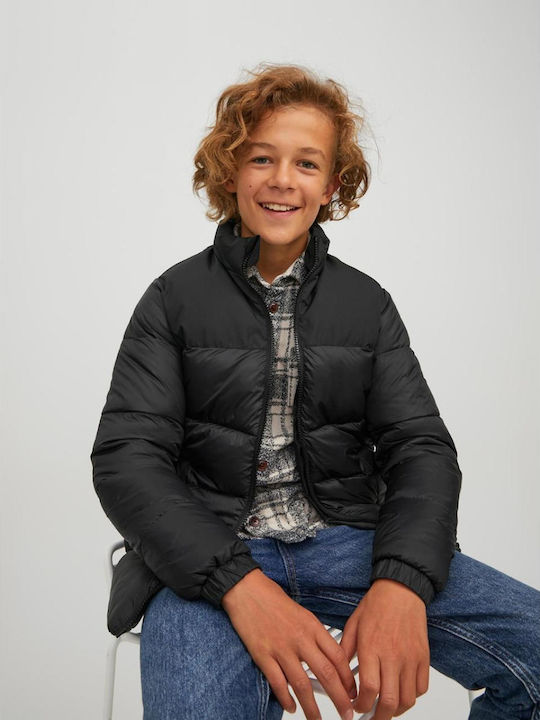Kids' Quilted Jacket Long Windproof Black