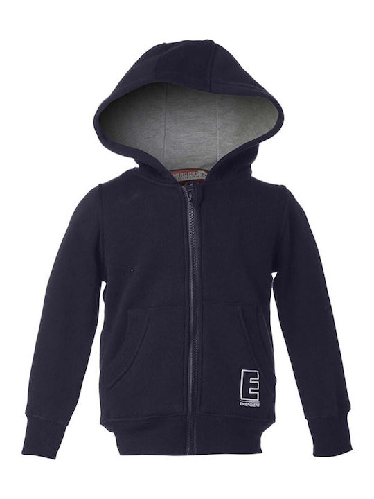 Kids Sweatshirt Cardigan With Hood And Pockets Navy Blue