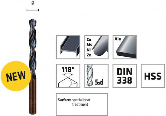 Alpen Drills Σετ 10 Τρυπάνια HSS με Κυλινδρικό Στέλεχος για Μέταλλο