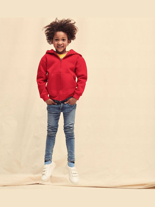 Kinder-Sweatshirt Strickjacke mit Kapuze und Taschen Rote