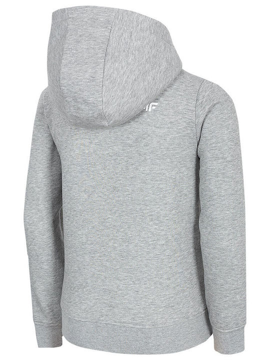 Athletic Kids Sweatshirt Cardigan Cotton with Hood Gray