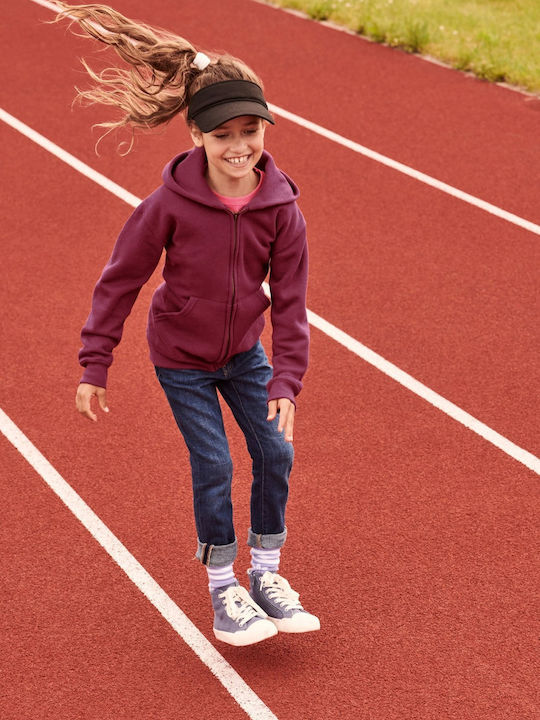 Kids Sweatshirt Cardigan With Hood And Pockets Burgundy