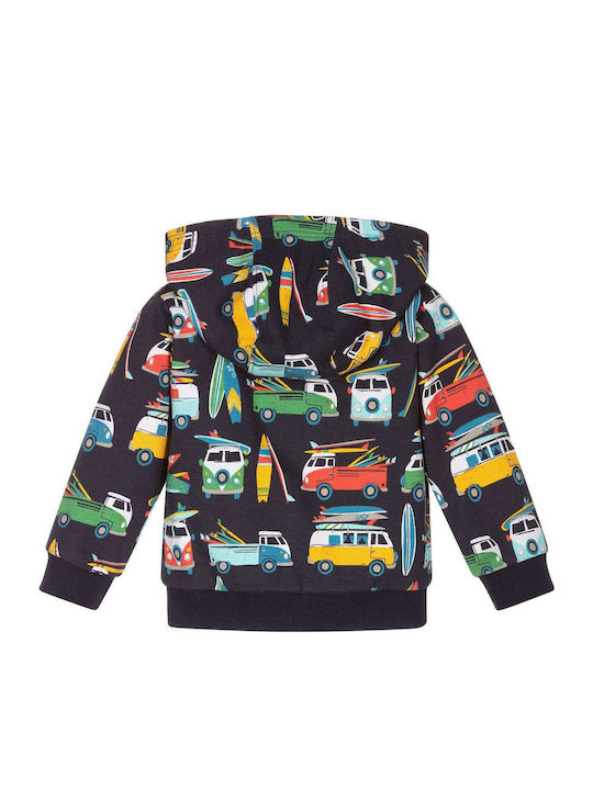 Fleece Παιδική Φούτερ Ζακέτα με Κουκούλα Μπλε