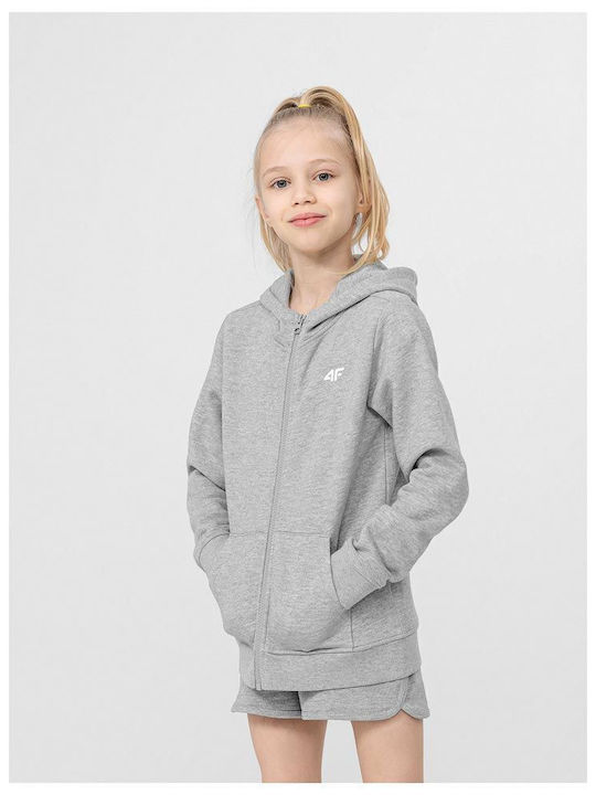 Kids Sweatshirt Cardigan with Hood Gray