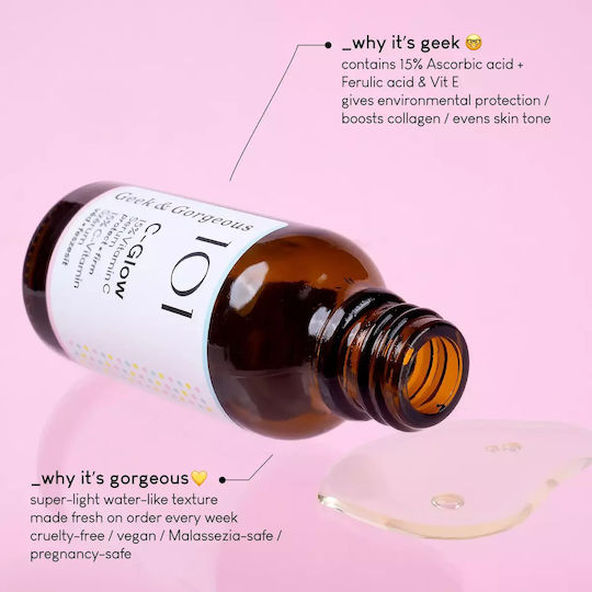 Geek & Gorgeous C-Glow Αντιγηραντικό Serum Προσώπου με Βιταμίνη C 30ml