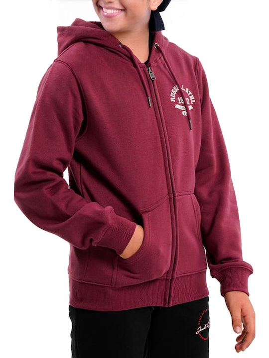 Kids Sweatshirt Cardigan Cotton with Hood Burgundy