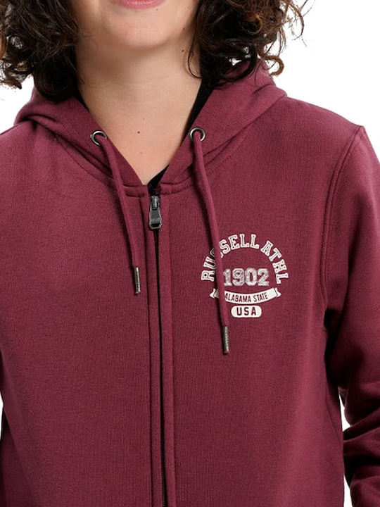 Kids Sweatshirt Cardigan Cotton with Hood Burgundy