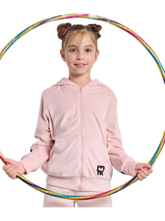 Kids Sweatshirt Cardigan with Hood and Pockets Pink Row Minime